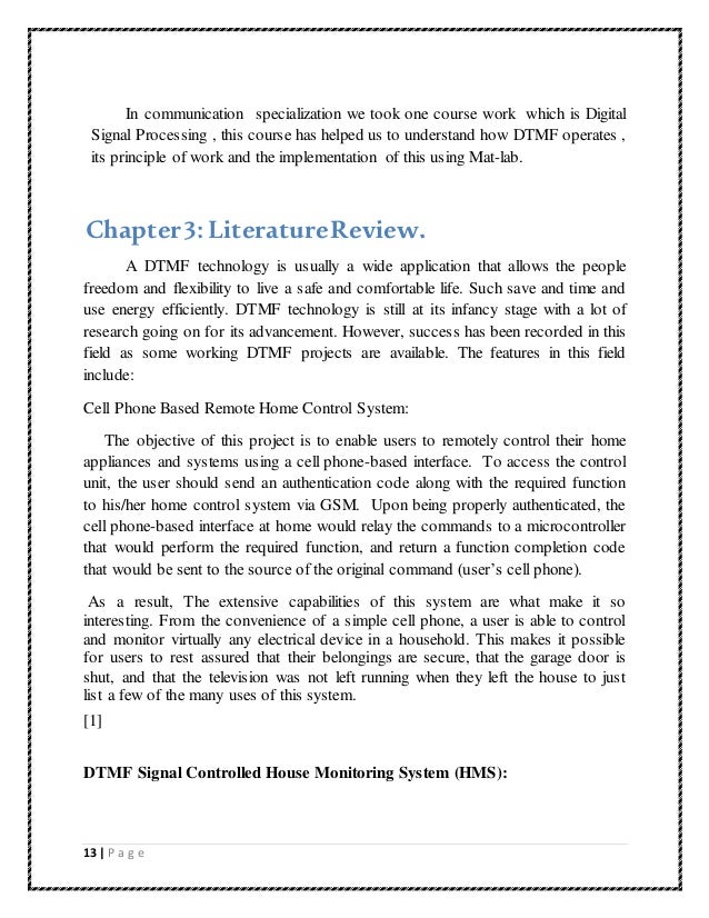literature review on dtmf project literature review on dtmf project